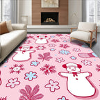 Whimsical Snowman Red Floral Accents Rug