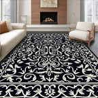 Elegant Ivory Baroque Foliate Design Rug