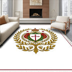 Emerald Gold Crest Floral Emblem Rug