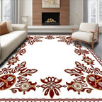 Lacy Crimson Leaf Medallion Border Rug