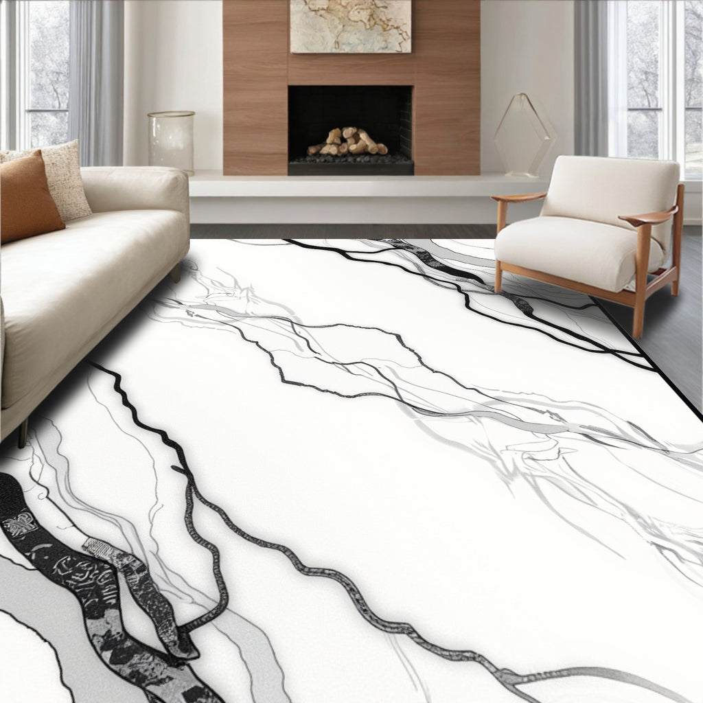 Monochromatic Abstract Organic Flow Rug