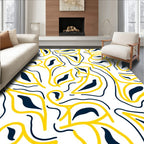 Abstract Yellow Blue Organic Swirls Rug