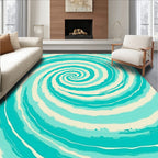 Aqua Swirling Ocean Spiral Rug
