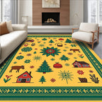 Holiday Barn Poinsettia Evergreen Snowflakes Rug