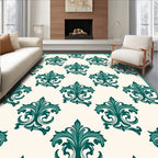 Emerald Damask Scrollwork Arrangement Rug