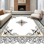 Ornate Black Gold Scroll Centerpiece Rug