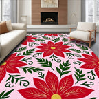 Red Poinsettia Floral Garden Rug