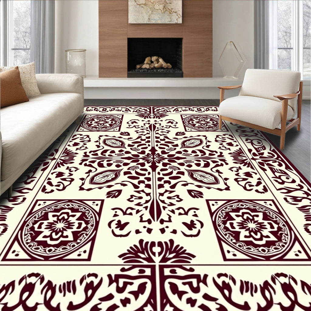 Crimson Vine Court Medallion Accent Rug