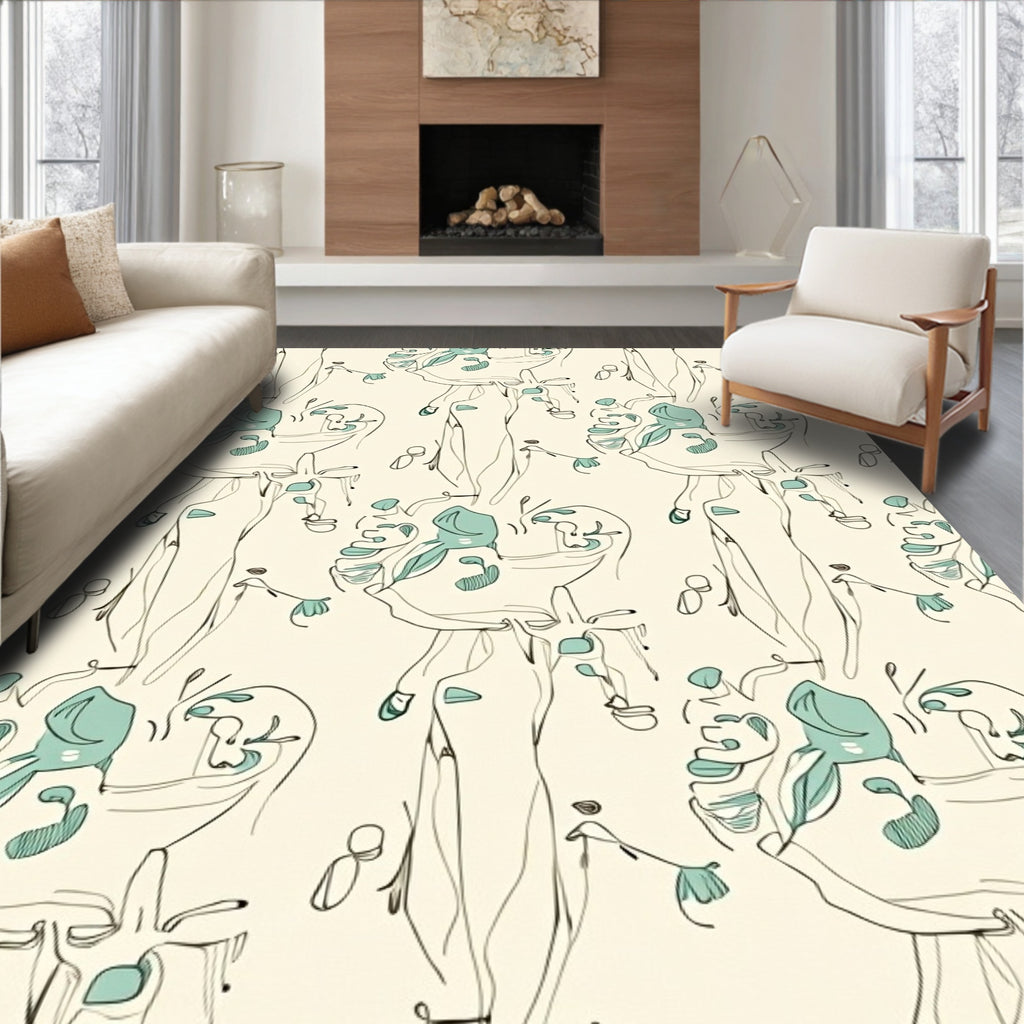 Abstract Figures With Mint Green Accents Rug