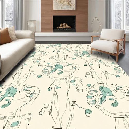 Abstract Figures With Mint Green Accents Rug