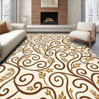 Brown Swirls Golden Leaves Vine Rug