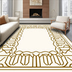 Elegant Gold Geometric Arch Border Rug