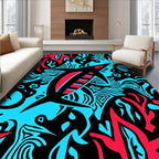Bold Black Red Abstract Shark Rug