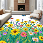 Colorful Meadow Butterfly Garden Scape Rug
