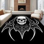 White Skull Grim Reaper Hooded Figure Rug