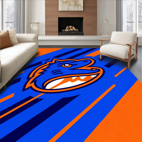 Aggressive Blue Orange Reptile Stripes Rug