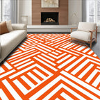 Orange White Intersecting Lines Rug