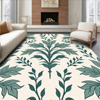 Teal Botanical Floral Garden Rug