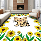 Cute Cat with Yellow Sunflower Border Rug