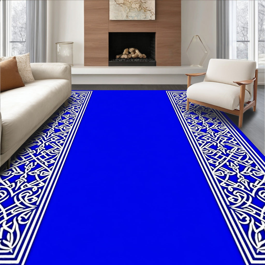 Vivid Blue Interlocking Abstract Frame Rug