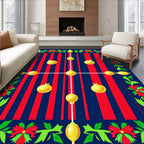 Festive Gold Bauble Poinsettia Border Rug
