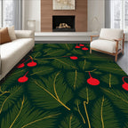 Dark Green Christmas Ornaments Pine Needles Rug
