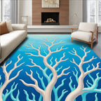 Ivory Coral Azure Oceanic Branches Rug