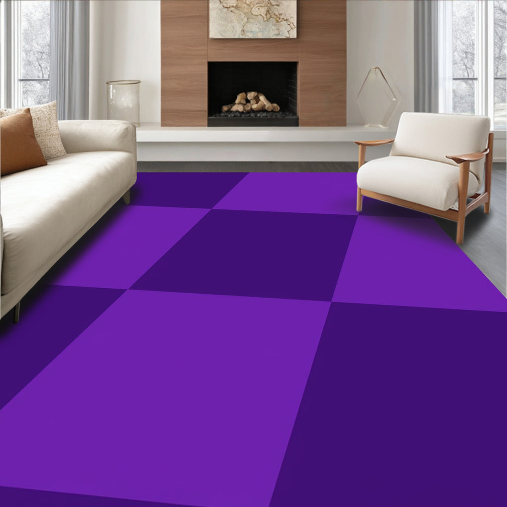 Bold Purple Diamond Check Plaid Rug