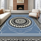 Contrasting Black Cream Mandala Border Rug