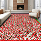 Bold Red White Green Diagonal Lines Rug