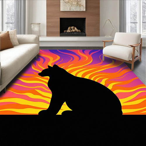 Black Cat Fire Sunset Rug