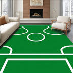 Modern Green and White Court Rug
