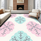 Pastel Pink Blue Floral Medallion Rug