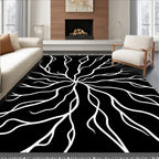 Abstract Black White Branching Root Rug