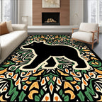 Black Bear Foliage Art Rug