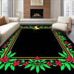 Gold Deer Woodland Floral Border Rug