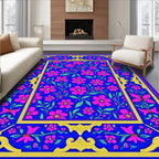 Vibrant Pink Floral Butterfly Garden Rug