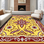 Crimson White Yellow Floral Medallion Rug
