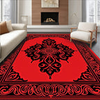 Bold Red Black Ornate Medallion Rug