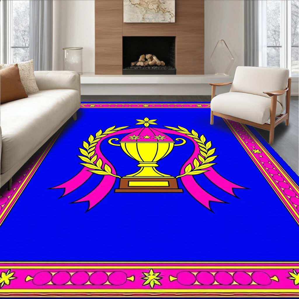 Golden Trophy Laurel Ribbon Border Rug