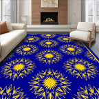Royal Blue Yellow Sunburst Medallion Rug