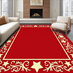 Festive Red Star Bell Border Rug