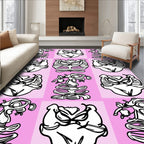 Pink Abstract Figure Grid Rug