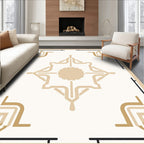 Neutral Beige Art Deco Medallion Rug