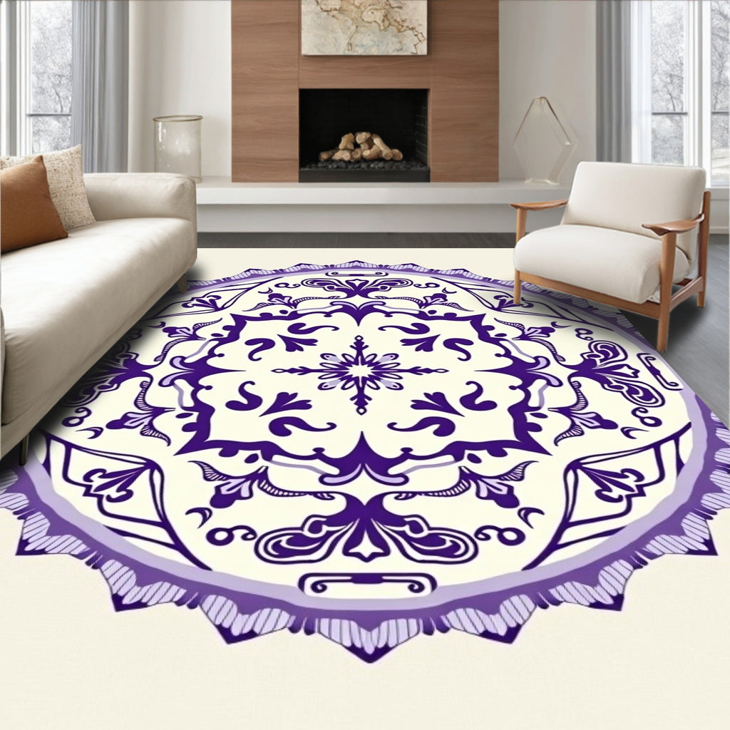 Ornate Violet Mandala Floral Rug