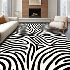 Black White Organic Abstract Lines Rug