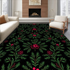 Crimson Berry Pine Garland Rug