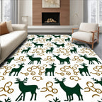 Dark Green Deer With Brown Swirls Rug
