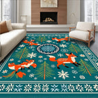 Whimsical Fox And Snowflake Forest Rug
