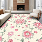 Pink Floral Garden Medallion Rug